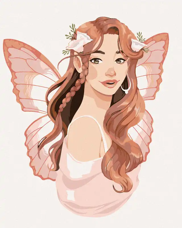 Diamond painting – ROSA FRAU MIT SCHMETTERLINGSFLÜGELN Großhandel