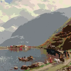 Versand Am Gleichen Tag Diamond painting - ANSICHT VON LÆRDALSØYRI (THEMISTOKLES VON ECKENBRECHER)