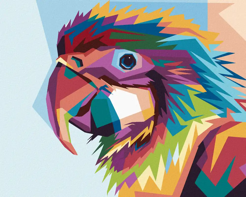 Markenprodukt Diamond painting – PORTRÄT FARBIGER PAPAGEI