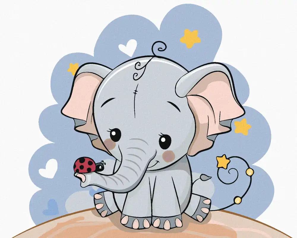 Diamond painting – ELEFANT MIT MARIENKÄFER Schnäppchen