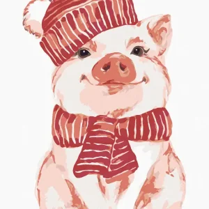 Preisknaller Diamond painting - EIN SCHWEIN MIT ROTEM SCHAL UND HUT