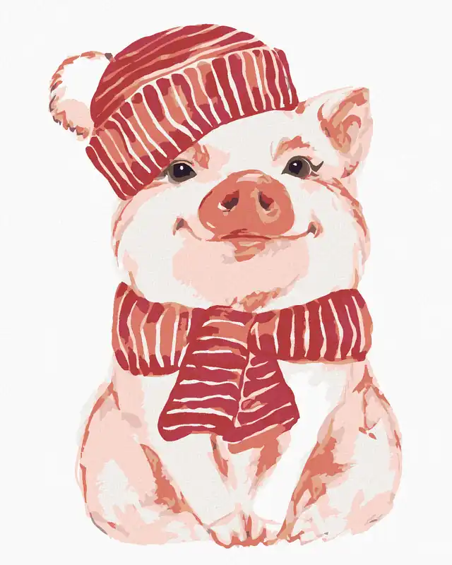 Preisknaller Diamond painting – EIN SCHWEIN MIT ROTEM SCHAL UND HUT