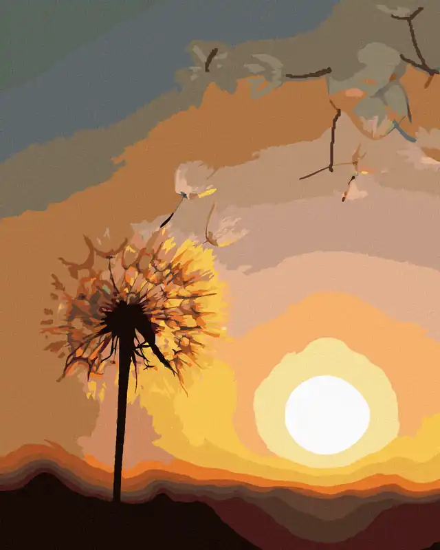 Diamond painting – LÖWENZAHN UND DIE UNTERGEHENDE SONNE Schnäppchen