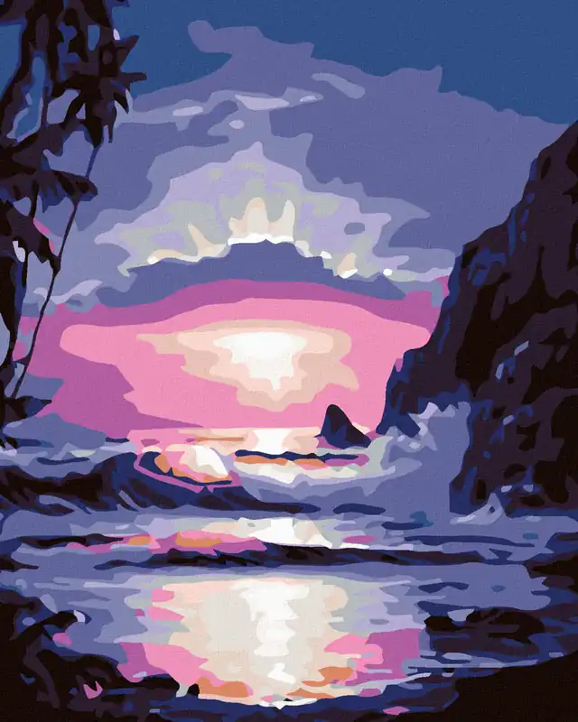 Expressversand Diamond painting – BLAUER SONNENUNTERGANG