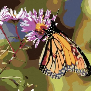 Echt Diamond painting - SCHMETTERLING UND BLÜHENDE BLUMEN