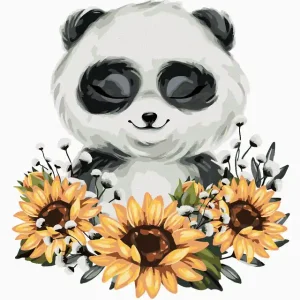 Diamond painting - PANDA MIT SONNENBLUMEN Kostenloser Rückversand