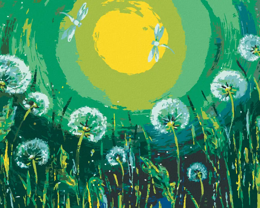 Diamond painting – PUSTEBLUMEN UND LIBELLEN Echt