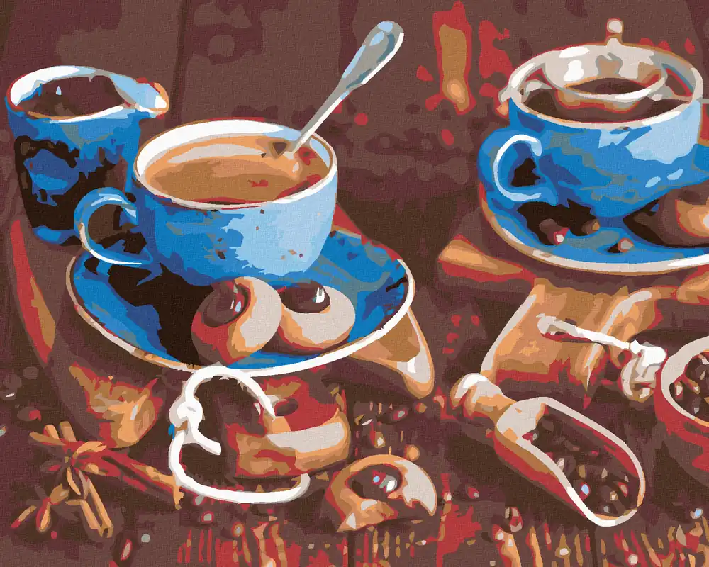 Saisonangebot Diamond painting – BLAUE TASSEN KAFFEE I.