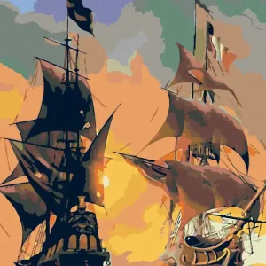 Diamond painting - SCHIFFE AUF MEER UND SONNENUNTERGANG Kostenfreie Lieferung