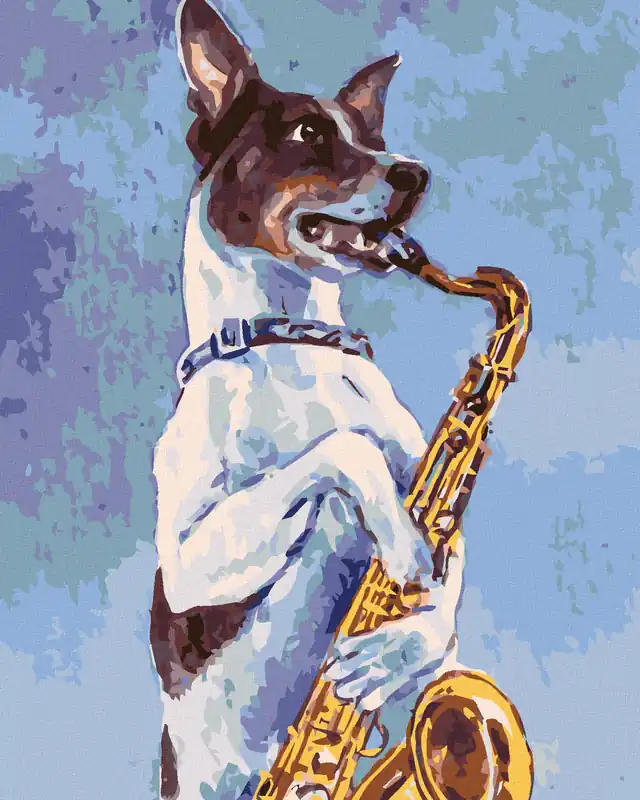 Diamond painting – HUND SPIELT SAXOPHON Expressversand