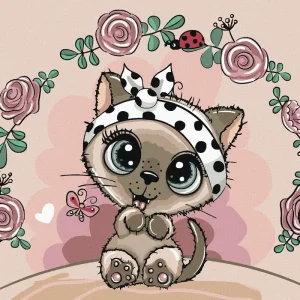 Diamond painting - KLEINE KATZE MIT BLUMEN Bestpreis