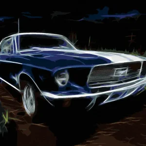 Kostenloser Rückversand Diamond painting - BLAUES AUTO FORD MUSTANG