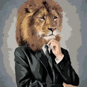 Solange Der Vorrat Reicht Diamond painting - LÖWE IN KLEIDUNG