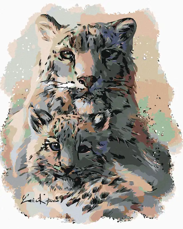 Ab Werk Diamond painting – WEIßE TIGERIN MIT JUNGEN