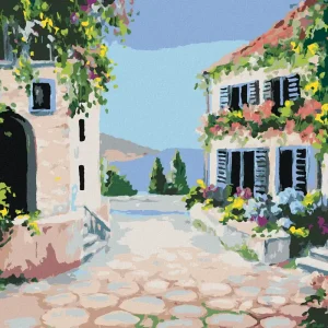 Diamond painting - BLUMENHAUS AM MEER Hochwertig