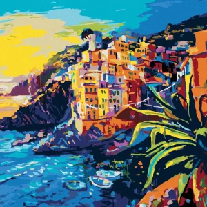 Diamond painting - BOOTE UND ALTE HÄUSER AN DER KÜSTE Ausverkauf