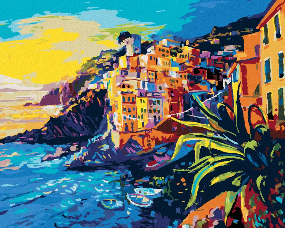 Diamond painting – BOOTE UND ALTE HÄUSER AN DER KÜSTE Ausverkauf