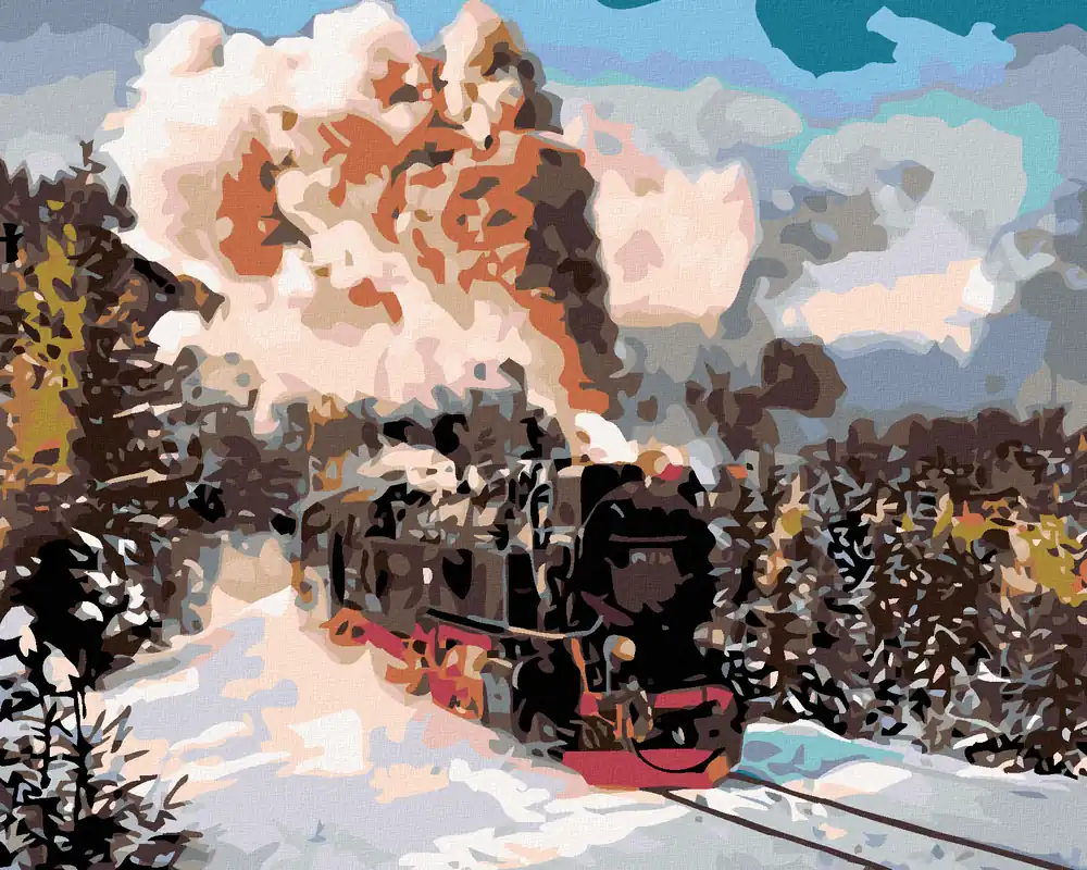 Bestseller Diamond painting – LOKOMOTIVE IN WINTERLANDSCHAFT
