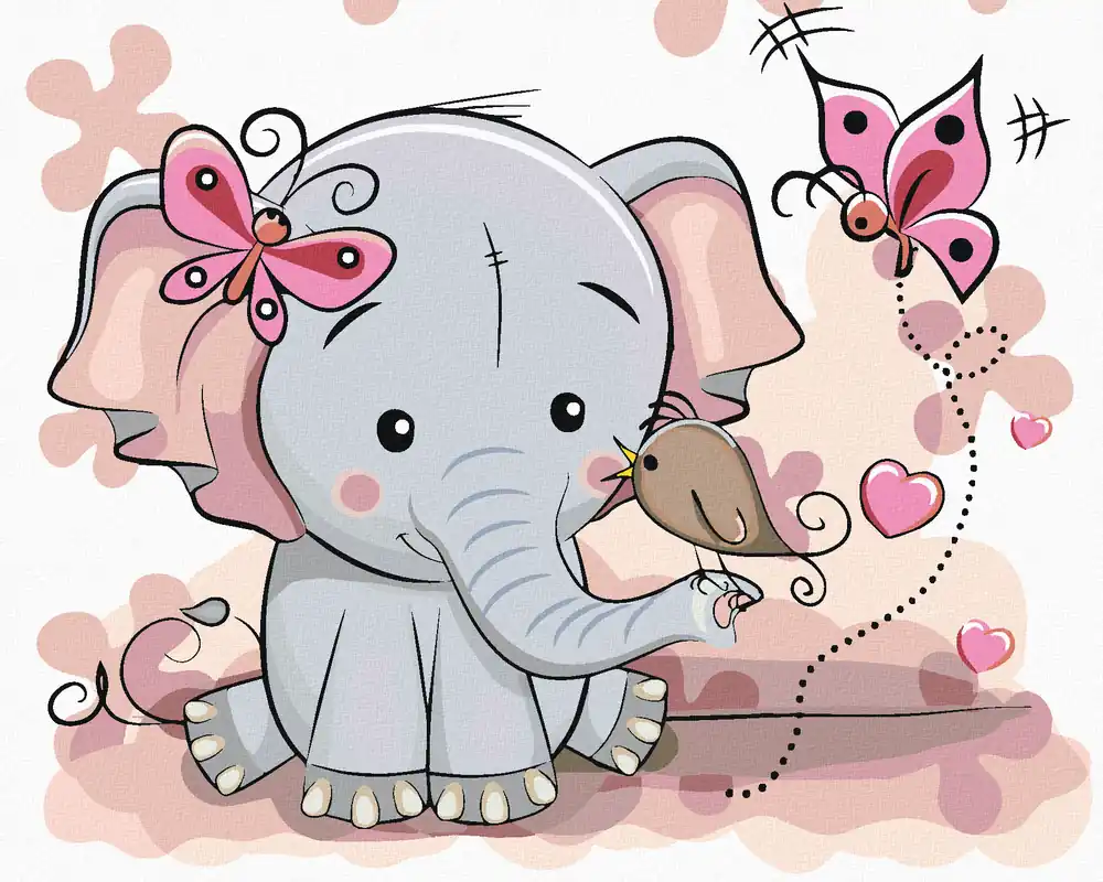 Schneller Versand Diamond painting – KLEINER ELEFANT MIT SCHMETTERLINGEN