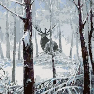 Premium Diamond painting - HIRSCH IM VERSCHNEITEN WALD