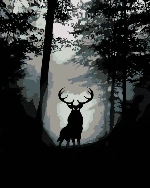 Original Diamond painting – HIRSCH IM DUNKLEN HOCHWALD