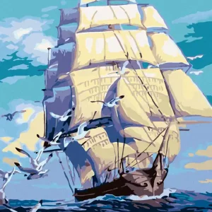 Diamond painting - SCHIFF UND MÖWEN AUF DEM MEER Handgefertigt