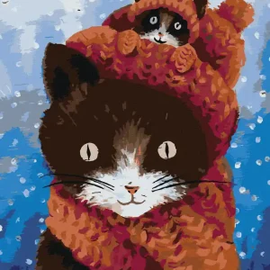 Neu Diamond painting - VERSTECKTES KÄTZCHEN HINTER EINEM HUT