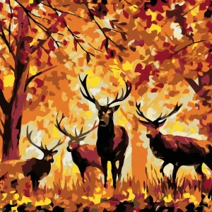 Diamond painting - HIRSCHE UND HERBSTWALD Premium
