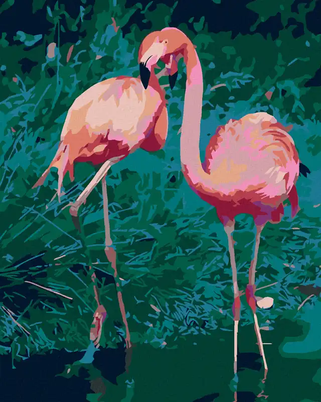 Top-Qualität Diamond painting – ZWEI FLAMINGOS
