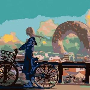 Diamond painting - MÄDCHEN AUF EINEM FAHRRAD Im Trend