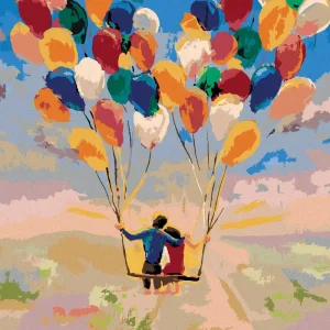 Preisknaller Diamond painting - FLIEGENDES PAAR MIT LUFTBALLONS
