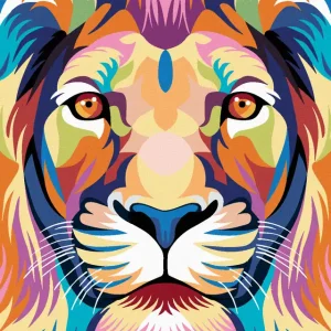 Abverkauf Diamond painting - BUNTER LÖWE MIT STARREM BLICK