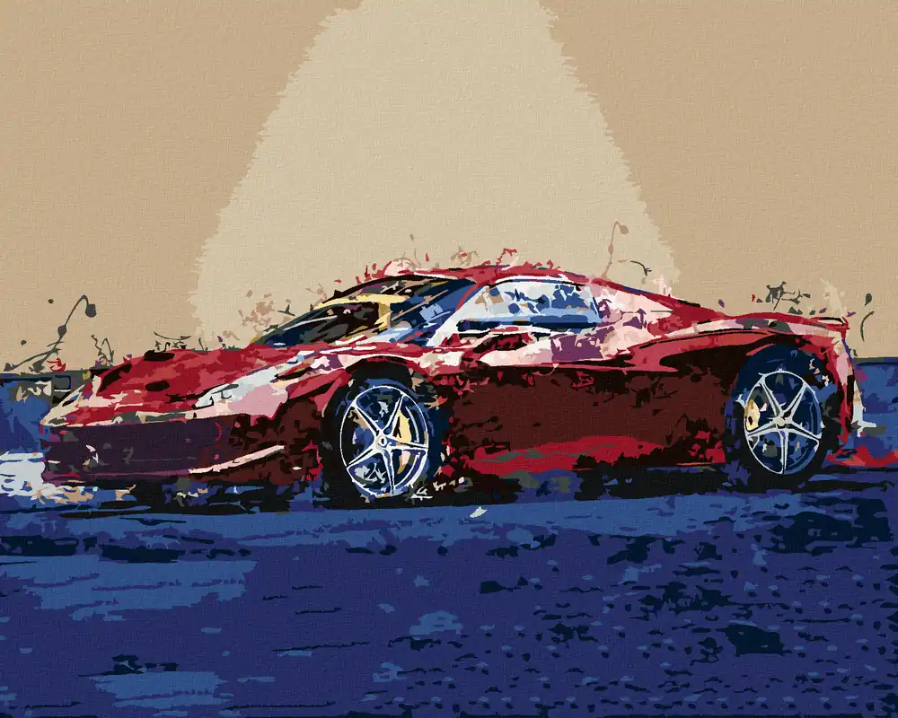 Preisknaller Diamond painting – ROTES ABSTRAKTES AUTO FERRARI