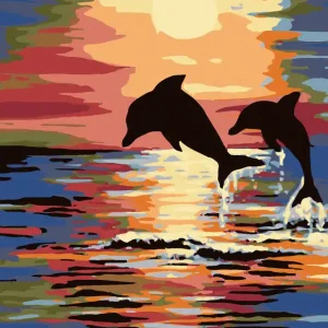 Diamond painting - DELFINE UND SONNENUNTERGANG Bestseller