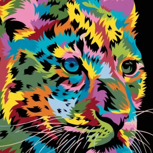 Diamond painting - FARBIGER LEOPARD Kostenloser Versand