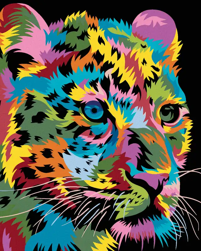 Diamond painting – FARBIGER LEOPARD Kostenloser Versand