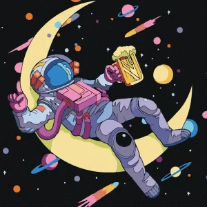 Diamond painting - ASTRONAUT UND BIER Solange Der Vorrat Reicht