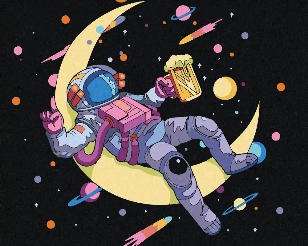 Diamond painting – ASTRONAUT UND BIER Solange Der Vorrat Reicht