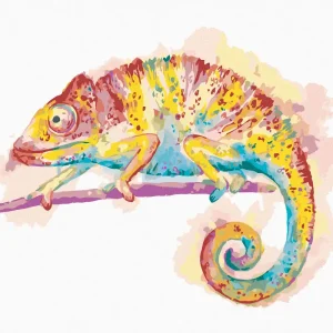 Begrenztes Angebot Diamond painting - BUNTES CHAMÄLEON AUF WEISSEM HINTERGRUND