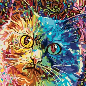 Ab Werk Diamond painting - BUNT BEMALTE KATZE