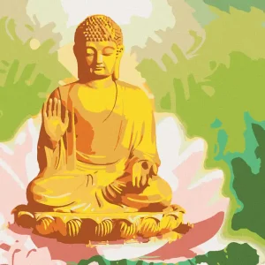Diamond painting - BUDDHA IN LOTUS MIT GRÜNEM HINTERGRUND Wochenendangebot