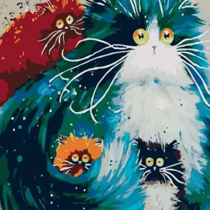 Diamond painting - GROßÄUGIGE KATZE MIT KÄTZCHEN Sonderangebot
