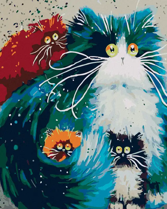 Diamond painting – GROßÄUGIGE KATZE MIT KÄTZCHEN Sonderangebot