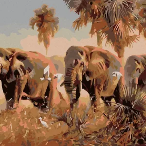 Diamond painting - ELEFANTEN IN DER SAVANNE Gratis Versand