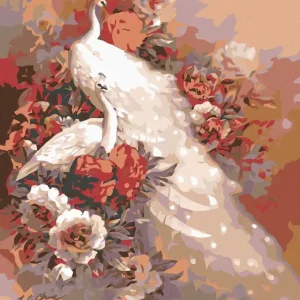 Diamond painting - WEIßER PFAU MIT BLÜTEN Preisknaller