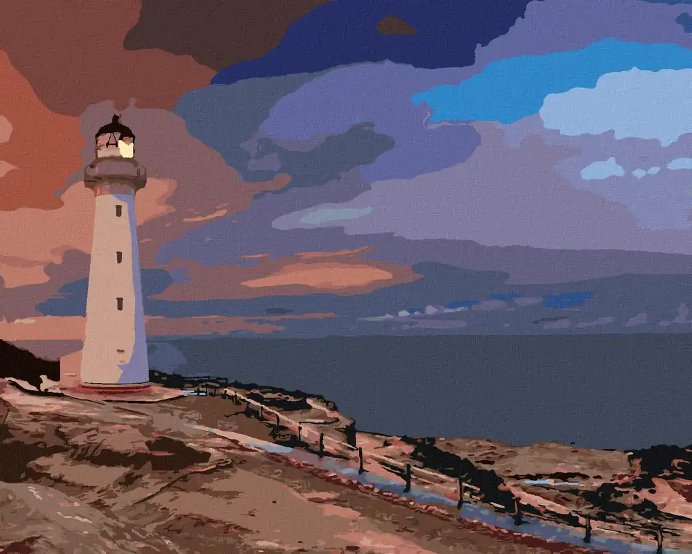 Diamond painting – WEISSER LEUCHTTURM AM MEER Preisreduziert