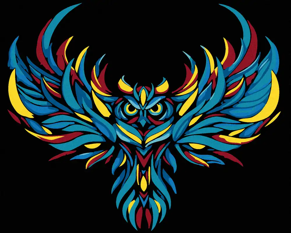 Diamond painting – FARBIGE FLIEGENDE EULE Sonderangebot