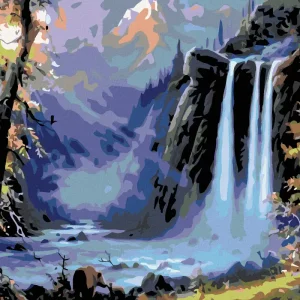 Diamond painting - WASSERFALL BEIM SONNENUNTERGANG Echt