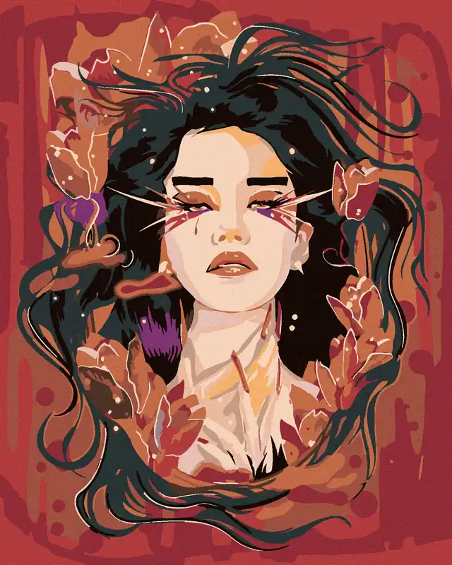 Diamond painting – FRAU IM ROTEN BILD Preiswert