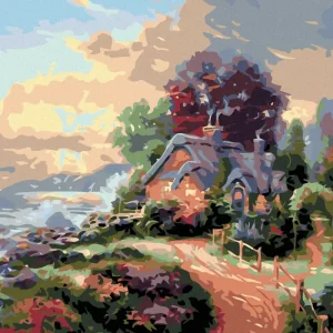 Hochwertig Diamond painting - HÄUSCHEN IM GARTEN AN DER KÜSTE